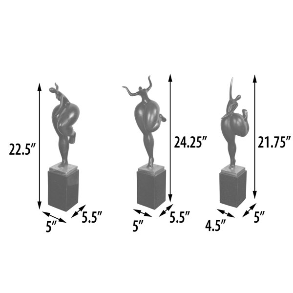 Orren Ellis 3 Piece Winnick Abstract Women on Bases Statue Set